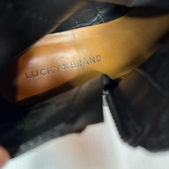 LUCKY BRAND Black Leather Ankle Boots Women's SIze 8 Capsule Classic Western - Picture 11 of 11